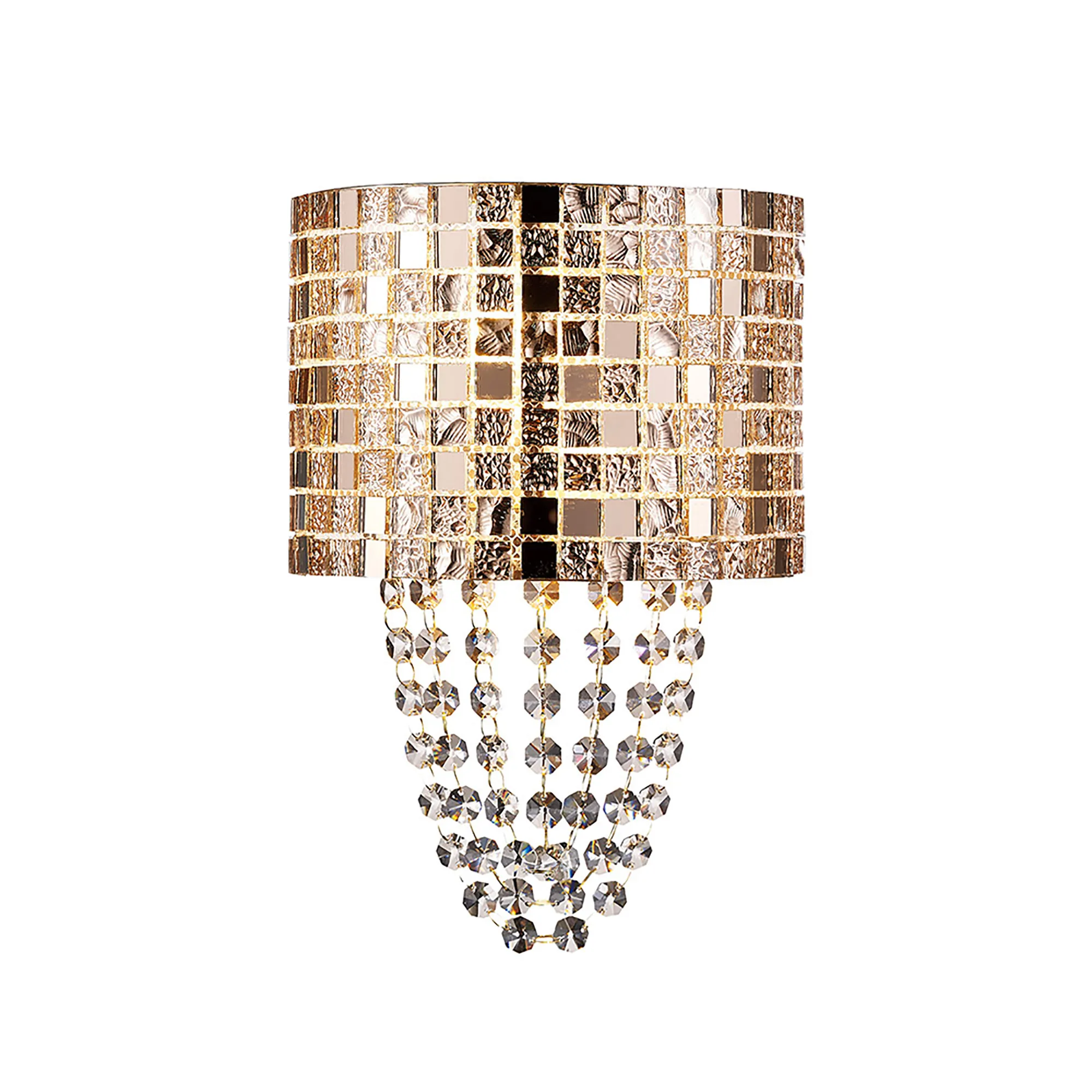 Camden Rose Gold Crystal Wall Lights Diyas Flush Crystal Wall Lights